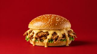 ბურგერ შაურმა ყველის სოუსით/Burger Shawarma with cheese sauce
