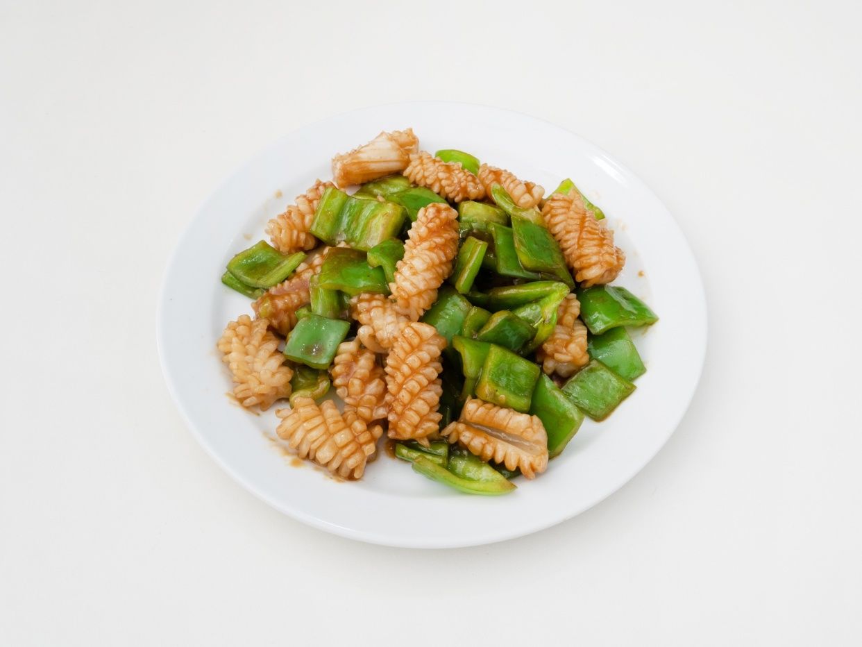 Calamares con pimiento verde