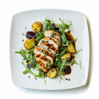 Plato Especial Pollo Con Patatas Y Ensalada