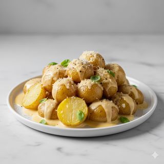 Patate, crema al parmigiano