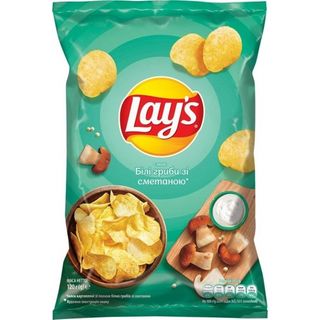 Чіпси Lays Зі Смаком Білі Гриби Зі Сметаною, Велика Упаковка 120 Грм