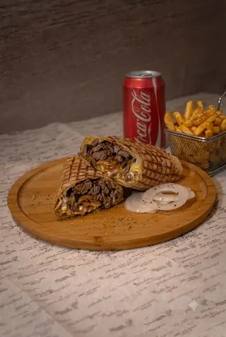 Tortilla with beef + French Fries + Coca-Cola