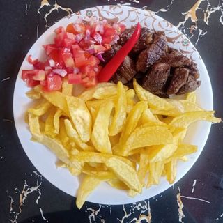 Beef 1/4 Dry Fry & Chips Or Ugali