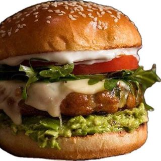 Holy Guacamole Burger menu  Patate f. Anelli di cipolla  6 ac )