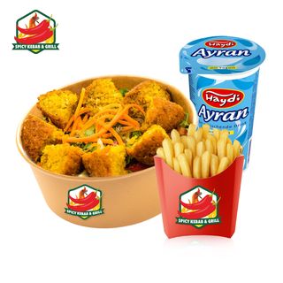 Zestaw Sałatka Falafel + Pocket Frytki + Ayran