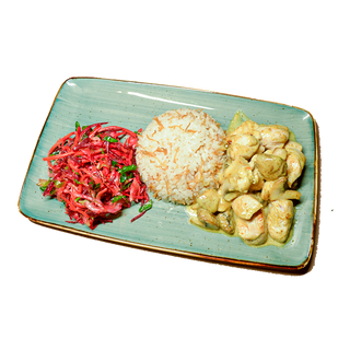 Курица с грибами в соусе карри