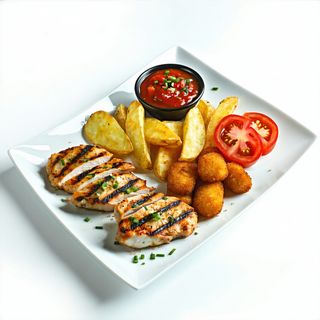 Pechugas, Patatas, Croquetas Y Tomate