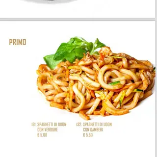 180. Spaghetti di udon con verdure