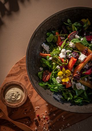 Rainbow carrot & feta salad