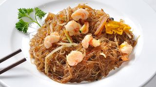 25 Spaghetti di soia con gamberi