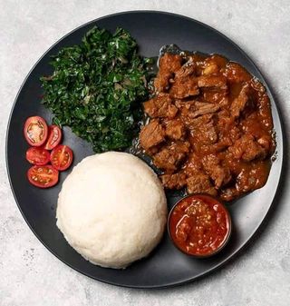 Beef Wet Fry With Ugali and Sukuma Wiki