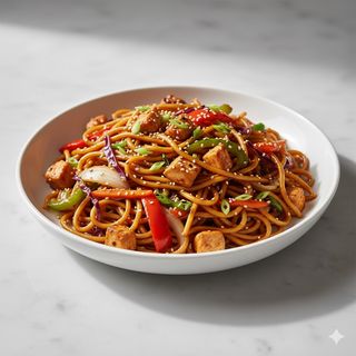 Tallarines De Huevo Salteado Con Pollo