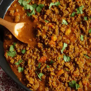 Brown rice-minced meat
