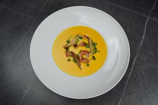 Supă crem de porumb cu creveți