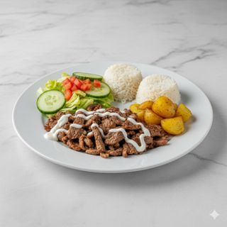 Plato de ternera con patatas o arroz