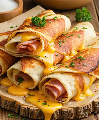 Clatite cu sunca si branza iute
