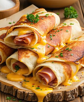 Clatite cu sunca si branza iute