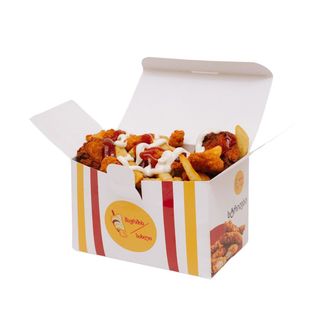 N3 French fries , 4 chicken wing, chicken bits