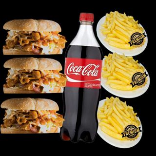 3  MENUS KEBABS RUSTICOS+1 LITRO COCA COLA