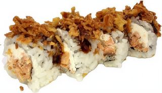70. Uramaki Salmó Cuita I Ceba Fregida Amb Philadelphia I Salsa Anguila (8 Uds.)
