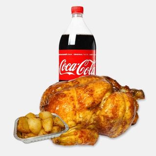 Pollo Asado Con patatas ensalada y Coca Cola 2litros 