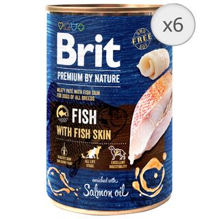 Hrana umeda caini Brit Premium, Fish With Fish Skin, 6 x 400g