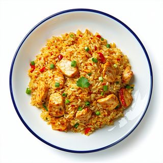 Arroz Frito Con Curry Y Pollo