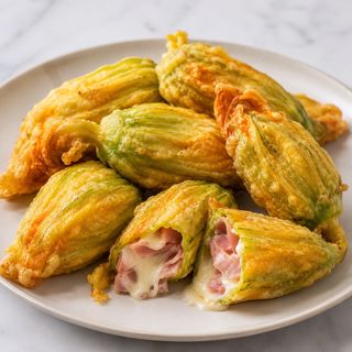 Fiori di zucca ripieni prosciutto e formaggio 150 g