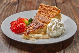 Porción de tarta de queso