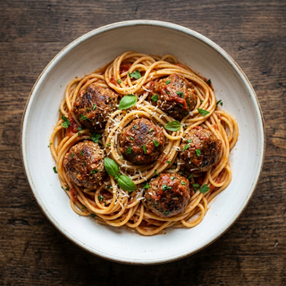 Beef Meatballs & Spaghetti