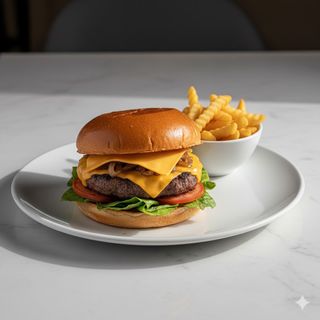 Hamburguesa Maresme Con Patatas Fritas