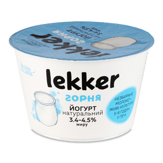 Йогурт Lekker натуральний 3,4-4,5% (180г)
