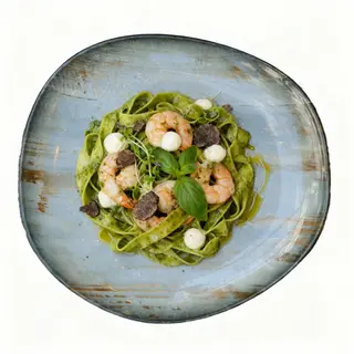Zelena pasta s gamborima, tartufima i marelicom