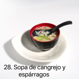 Sopa de cangrejo y esparragos