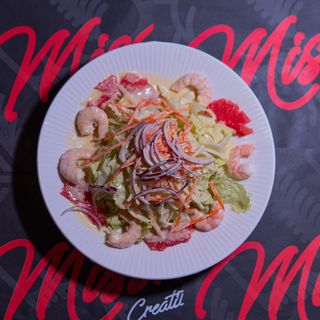 Ensalada Verde Con Pomelo Y Langostino