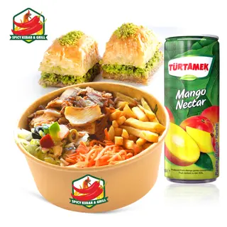 Zestaw Kebab Box + Sok Mango 0,33L + Baklawa (2 szt.)