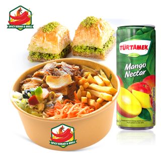 Zestaw Kebab Box + Sok Mango 0,33L + Baklawa (2 szt.)