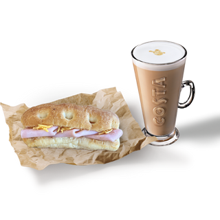 Меню сандвичи с Багета Шунка и Чедър и кафе