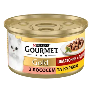 Gourmet Gold з лососем та куркою, шматочки у підливці, 85 г