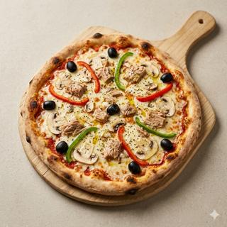 Pizza Tonno Con Champiñón Y Pimiento