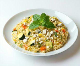 Orez cu dovlecei si feta