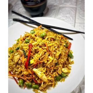 Singapore Chicken Fried Rice