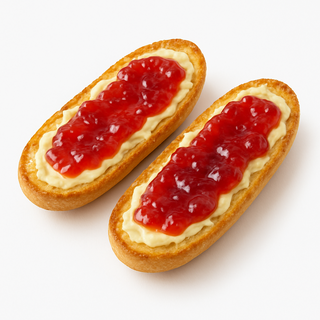 Barrita con mermelada y mantequilla