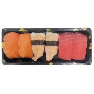 S19A. Nigiri De Salmón, Gambas Y Atún (6 Pzs.)