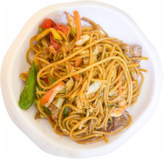 77 Tallarines salteados con gambas