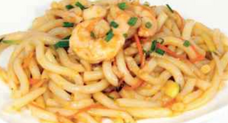 Spaghetti udon gamberi