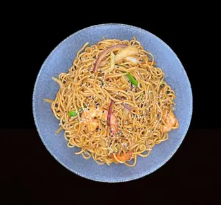 Yakisoba con gambas