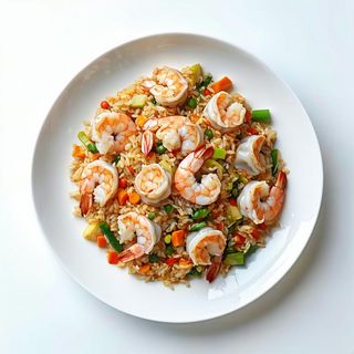 Gnocchi di riso saltato con gamberetti e verdure