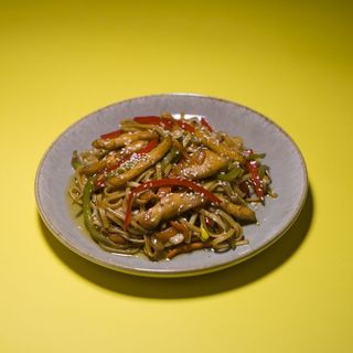 Удон с креветками с соусом терияки