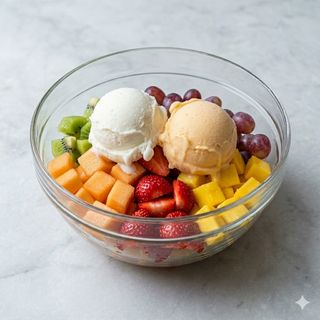 Macedonia di frutta con gelato